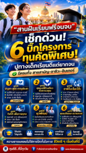 เช็กด่วน! 6 บิ๊กโครงการทุนคัดพิเศษ! ปูทางเด็กเรียนดีแต่ยากจน สานฝันเรียนฟรีจนจบ มีครบทั้งสายสามัญ-อาชีวะ-อินเตอร์